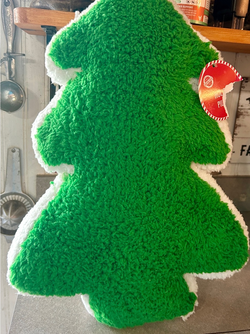 Green Christmas Tree Accent Pillow - Plush Holiday Throw